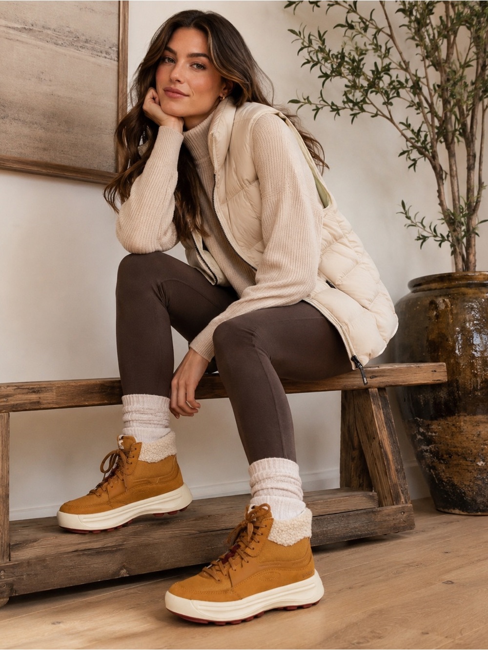 NEW SOREL x CALIA Ona 503 Mid Cozy Sneaker Boots 6 Out N About Canyon Gold
